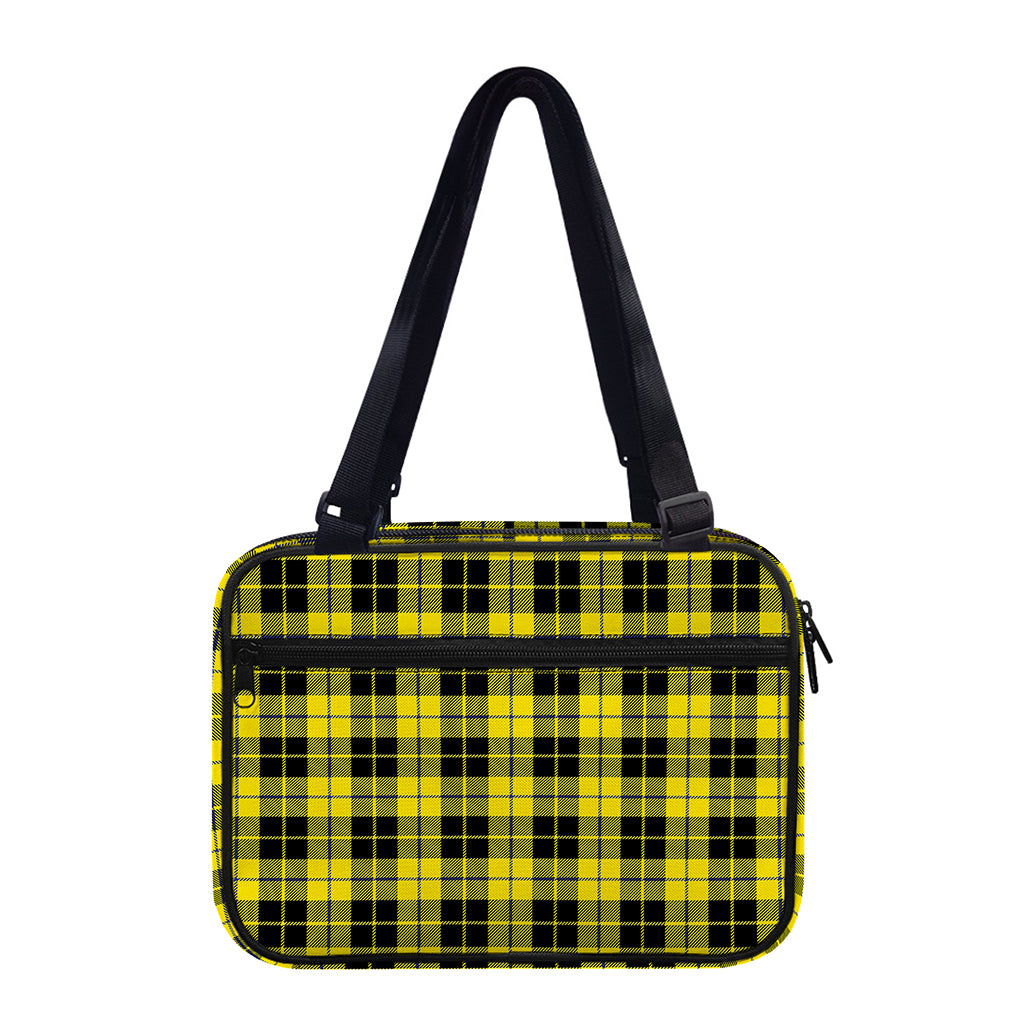 Yellow Black And Blue Tartan Print Double Strap Bible Bag