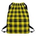Yellow Black And Blue Tartan Print Drawstring Backpack