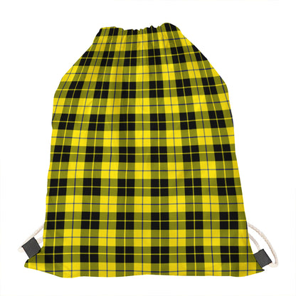 Yellow Black And Blue Tartan Print Drawstring Bag