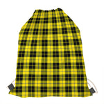 Yellow Black And Blue Tartan Print Drawstring Bag