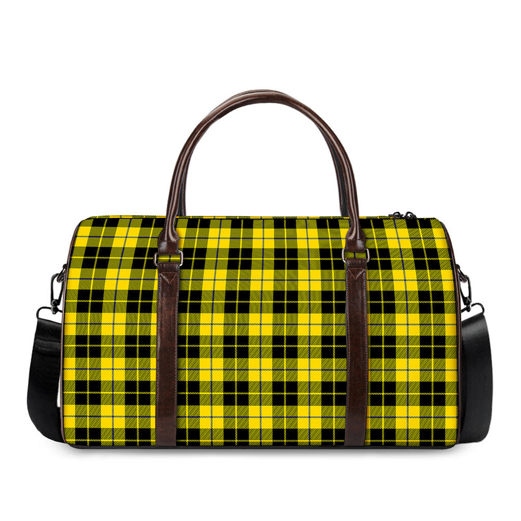 Yellow Black And Blue Tartan Print Duffle Bag