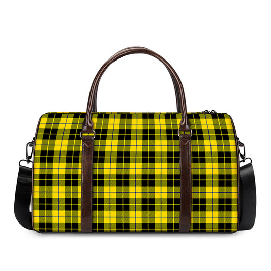 Yellow Black And Blue Tartan Print Duffle Bag