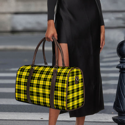 Yellow Black And Blue Tartan Print Duffle Bag