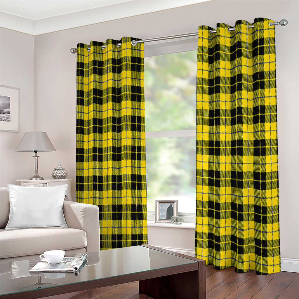 Yellow Black And Blue Tartan Print Extra Wide Grommet Curtains
