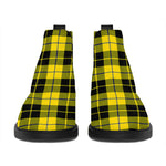 Yellow Black And Blue Tartan Print Flat Ankle Boots