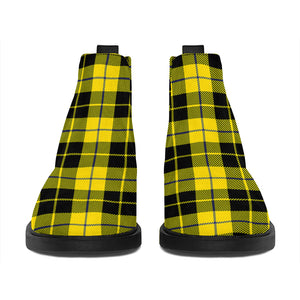 Yellow Black And Blue Tartan Print Flat Ankle Boots