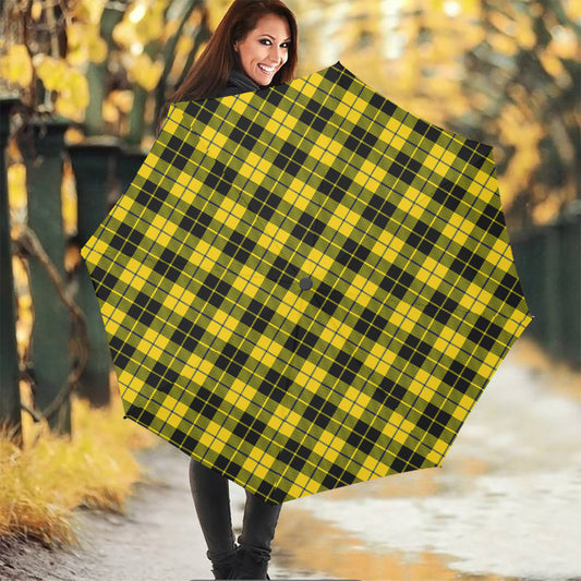 Yellow Black And Blue Tartan Print Foldable Umbrella