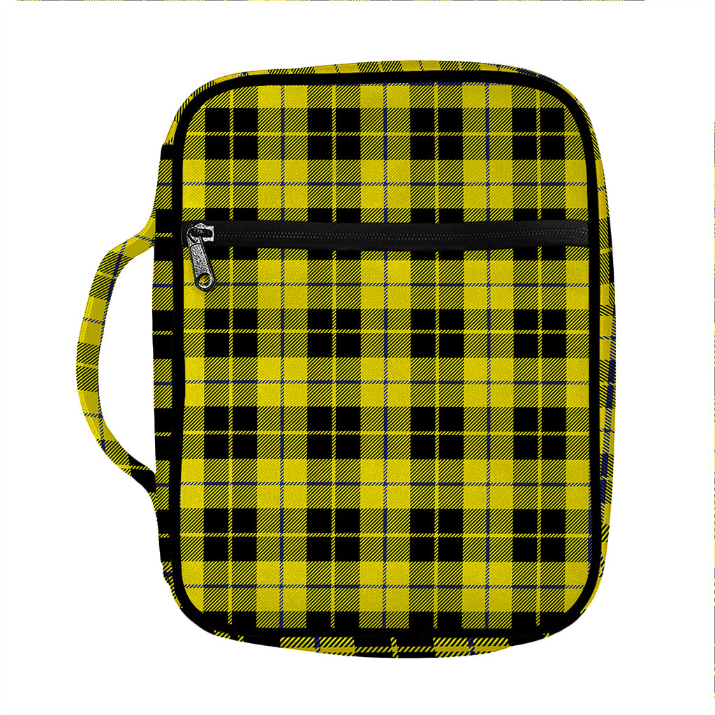 Yellow Black And Blue Tartan Print Front Pocket Bible Bag