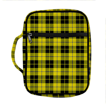 Yellow Black And Blue Tartan Print Front Pocket Bible Bag