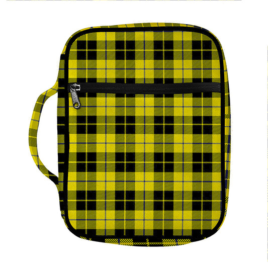 Yellow Black And Blue Tartan Print Front Pocket Bible Bag