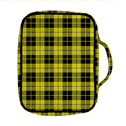 Yellow Black And Blue Tartan Print Front Pocket Bible Bag
