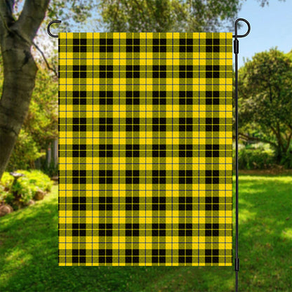 Yellow Black And Blue Tartan Print Garden Flag