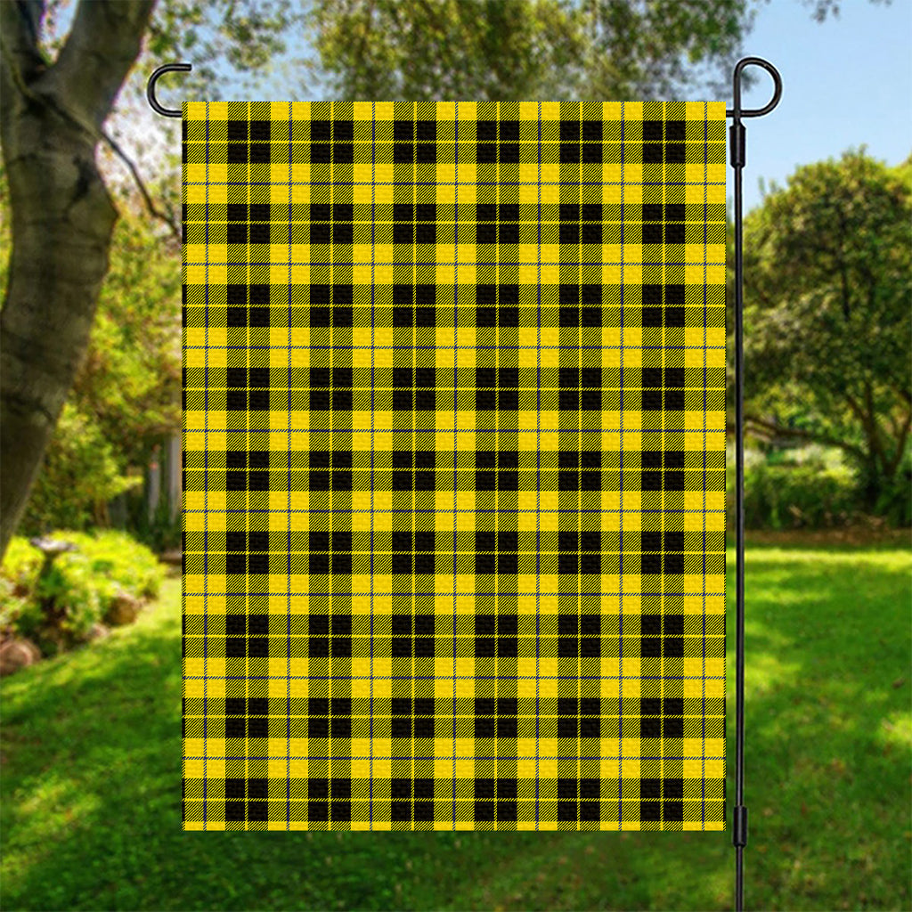 Yellow Black And Blue Tartan Print Garden Flag
