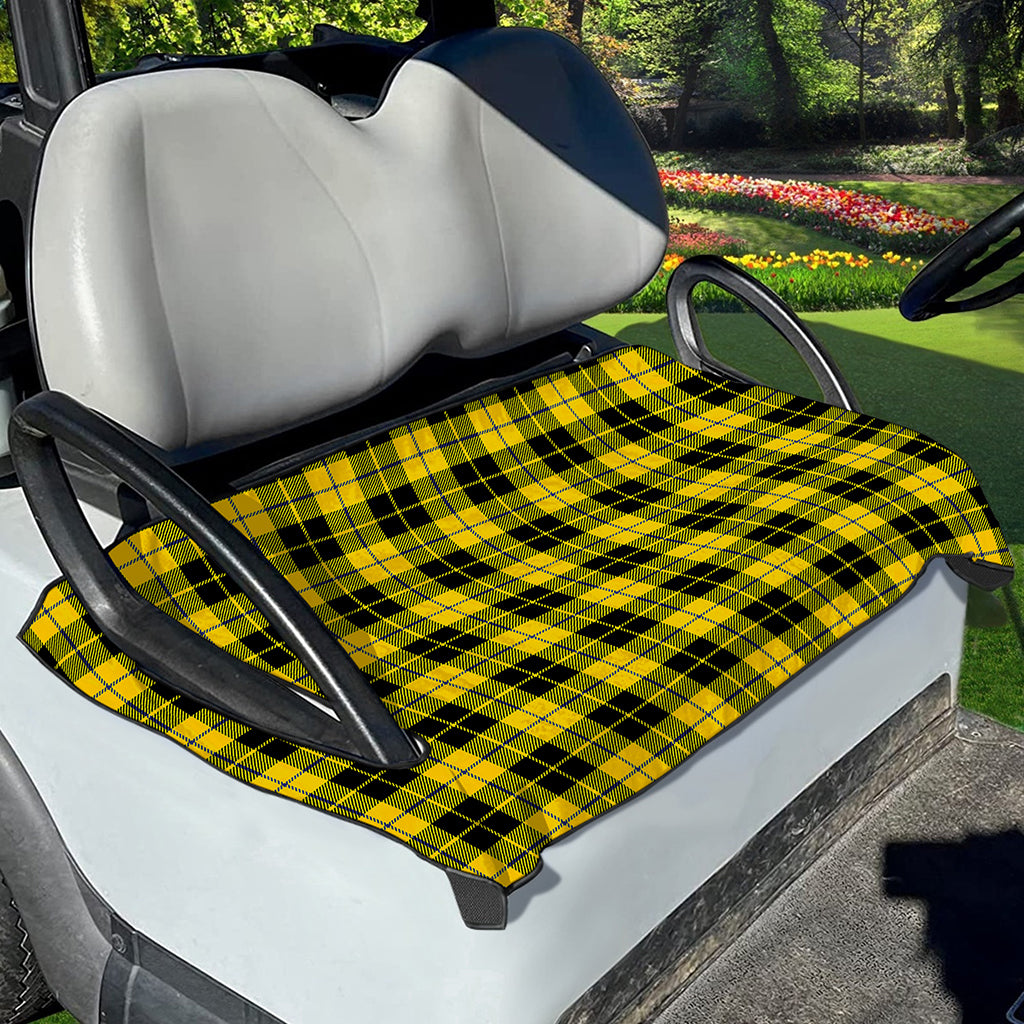 Yellow Black And Blue Tartan Print Golf Cart Seat Cover