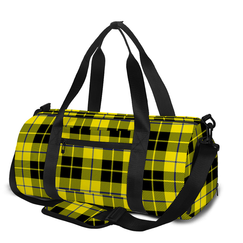 Yellow Black And Blue Tartan Print Gym Bag