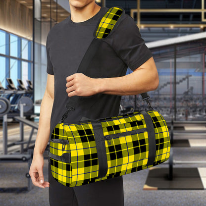Yellow Black And Blue Tartan Print Gym Bag