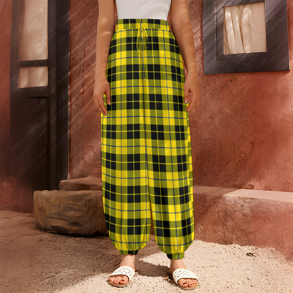 Yellow Black And Blue Tartan Print Harem Pants