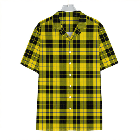 Yellow Black And Blue Tartan Print Hawaiian Shirt