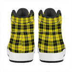 Yellow Black And Blue Tartan Print High Top Leather Sneakers
