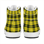 Yellow Black And Blue Tartan Print High Top Leather Sneakers
