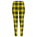 Yellow Black And Blue Tartan Print High-Waisted Pocket Leggings