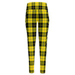 Yellow Black And Blue Tartan Print High-Waisted Pocket Leggings