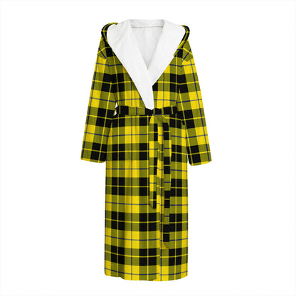 Yellow Black And Blue Tartan Print Hooded Bathrobe
