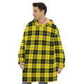 Yellow Black And Blue Tartan Print Hoodie Blanket