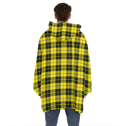 Yellow Black And Blue Tartan Print Hoodie Blanket