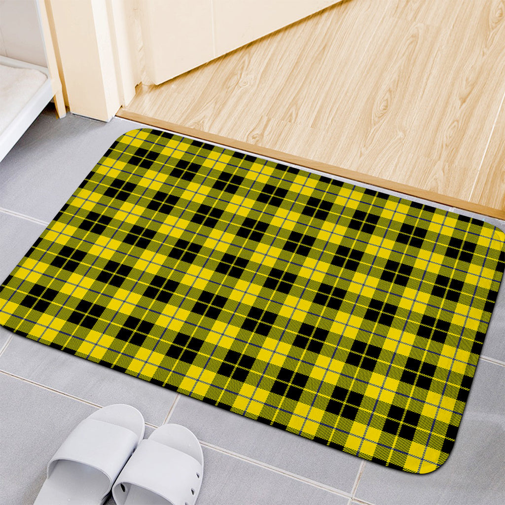 Yellow Black And Blue Tartan Print Indoor Door Mat