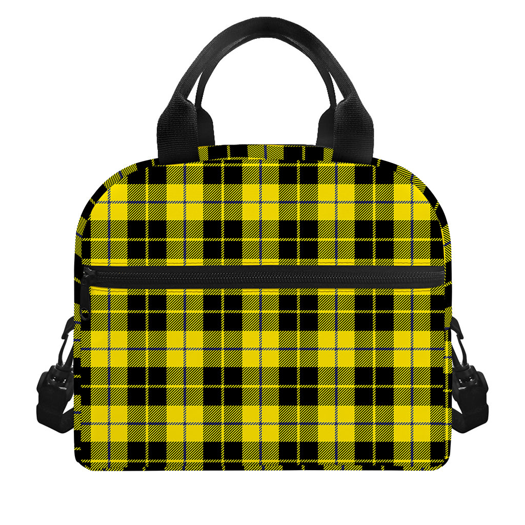 Yellow Black And Blue Tartan Print Insulated Lunch Bag