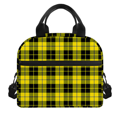 Yellow Black And Blue Tartan Print Insulated Lunch Bag