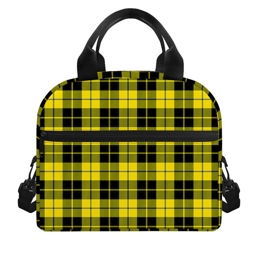 Yellow Black And Blue Tartan Print Insulated Lunch Bag