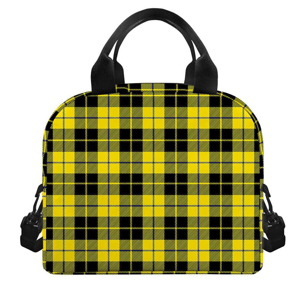 Yellow Black And Blue Tartan Print Insulated Lunch Bag
