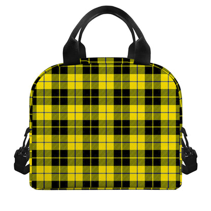 Yellow Black And Blue Tartan Print Insulated Lunch Bag