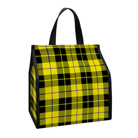 Yellow Black And Blue Tartan Print Insulated Lunch Tote