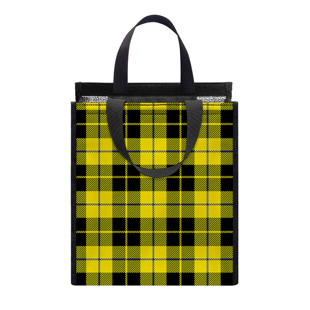 Yellow Black And Blue Tartan Print Insulated Lunch Tote