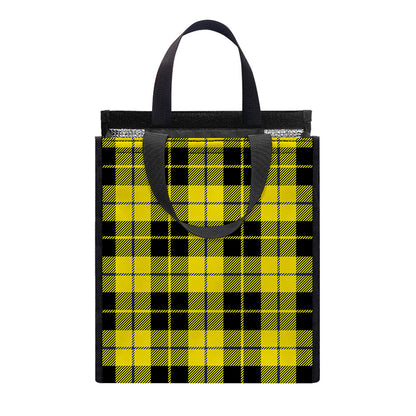 Yellow Black And Blue Tartan Print Insulated Lunch Tote