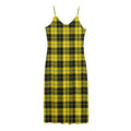 Yellow Black And Blue Tartan Print Jersey Midi Cami Dress