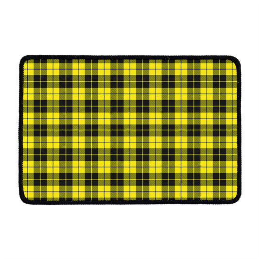 Yellow Black And Blue Tartan Print Kitchen Mat