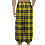 Yellow Black And Blue Tartan Print Lantern Pants