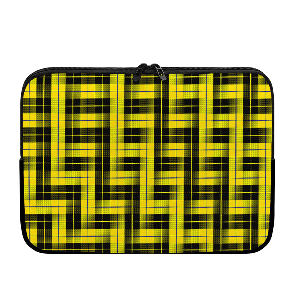 Yellow Black And Blue Tartan Print Laptop Sleeve