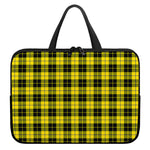 Yellow Black And Blue Tartan Print Laptop Sleeve With Handle
