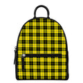 Yellow Black And Blue Tartan Print Leather Backpack