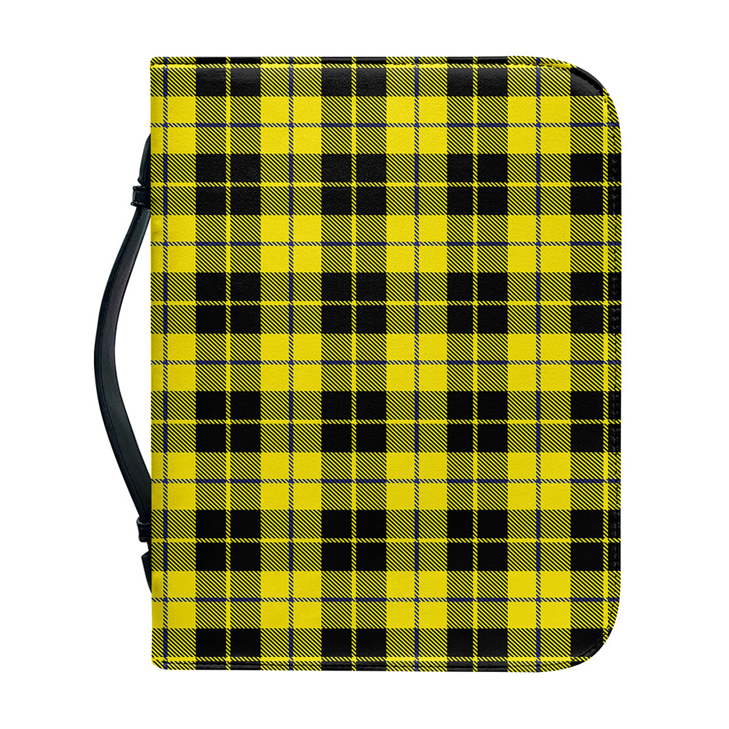 Yellow Black And Blue Tartan Print Leather Bible Cover