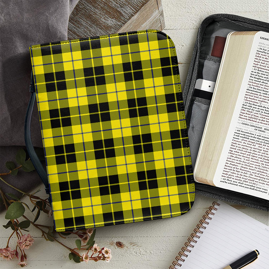 Yellow Black And Blue Tartan Print Leather Bible Cover