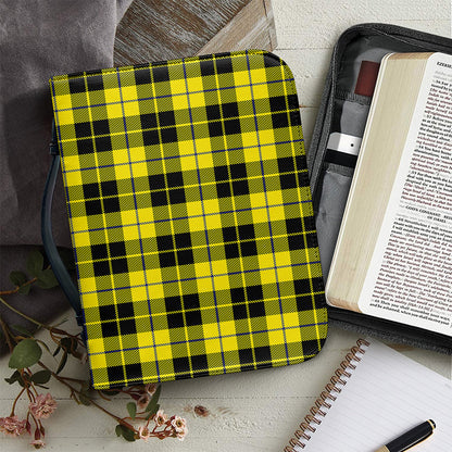 Yellow Black And Blue Tartan Print Leather Bible Cover