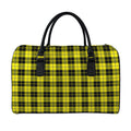Yellow Black And Blue Tartan Print Leather Duffel Bag