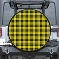 Yellow Black And Blue Tartan Print Leather Spare Tire Cover