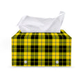 Yellow Black And Blue Tartan Print Leather Tissue Box Cover